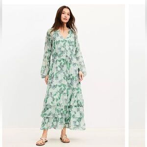 Loft petite gardenia ruffle maxi dress